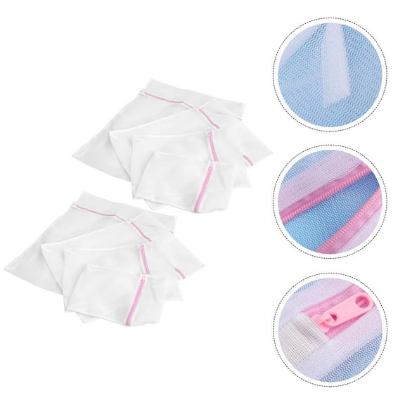 GAXIRE Laundry Lingerie Bags Mesh Design White 8 Pieces Delicate Wash Protectors for Clothes