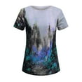 thumbnail image 4 of Dyegold Womens Summer Casual T-Shirts Round Neck Floral Printed Short Sleeve Graphic Tee Tops Loose Fitting Comfy Tunic Tops, 4 of 5