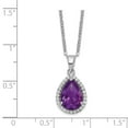 thumbnail image 2 of 925 Sterling Silver Rhodium Polished Amethyst & CZ Necklace; 18 inch; for Adults and Teens; for Women and Men, 2 of 2