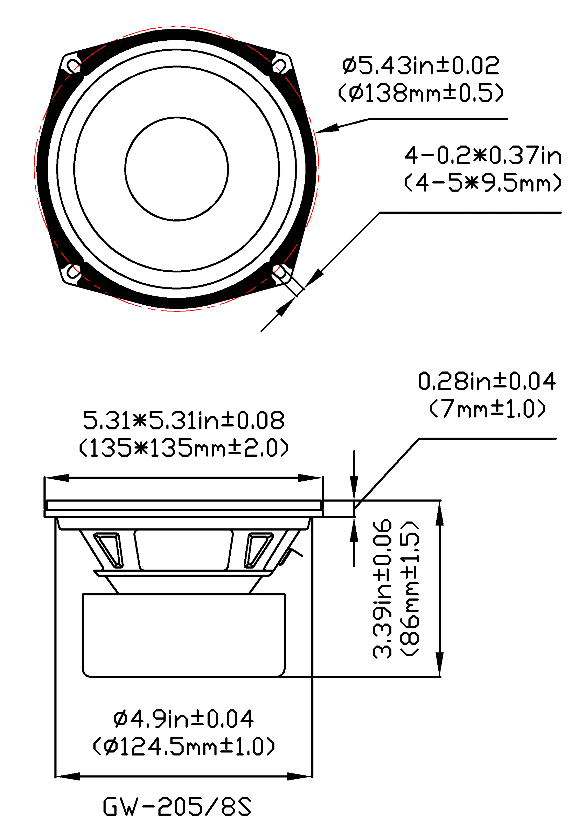 2 Goldwood Sound GW-205/8S Shielded 5.25" Woofers 130 Watt each 8ohm Replacement Speakers