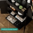 thumbnail image 6 of 72 Inch Fluted Kitchen Pantry Cabinet with Keyboard Drawers and 6 Door Shelves Adjustable, Modern Freestanding Storage Cupboard with Built-in Spice Rack for Bathroom, Dining Room and Entryway, Black, 6 of 9