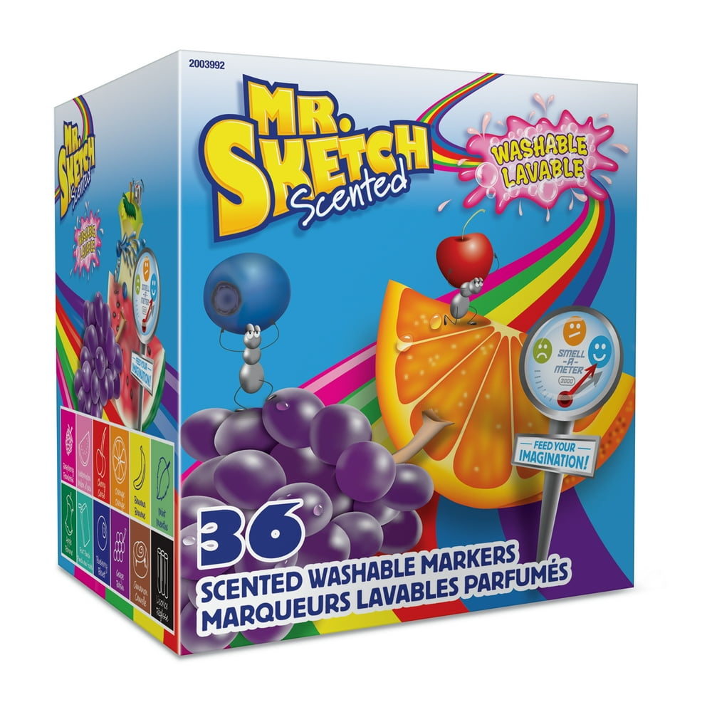 Mr. Sketch Scented Washable Markers, Chisel Tip, Assorted Colors, 36