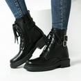 thumbnail image 4 of IUJSOY Round Toe Motorcycle Boots for Women Vintage Riding Boots Fashion Buckle Strap Booties, 4 of 9