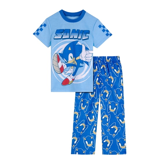 Sonic the Hedgehog Boys Short Sleeve Top and Sleep Pants Pajama Set, 2-Piece, Sizes 4-16