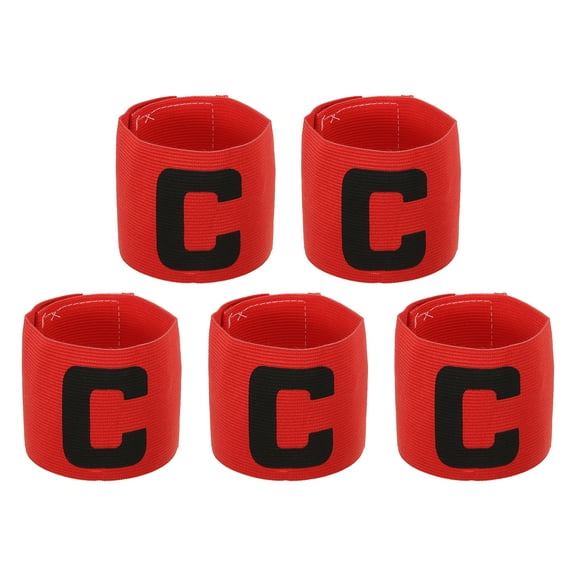 Captain Armband Adjustable Elastic Soccer Captain's Arm Band, Red, 5 Pack