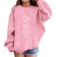 thumbnail image 3 of AUDeals Girls Heart Print Sweatshirt - Round Neck Long Sleeve Loose Fit Pullover Top for Kids Spring Fall Casual Everyday Wear, 3 of 8