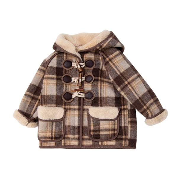 Gibobby Chamarra de forro polar para niños y niñasAbrigo de tela de invierno para niños, niños y niñas con abrigo grueso de paño largo de lana, abrigo de(Café, 12-18 Meses)