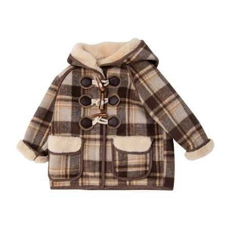 

IEUIBX Girls Winter Jacket Children Winter Cloth Coat Boys Girls With Thick Coat Of Long Woolen Cloth Coat Coffee 5-6 Years