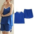thumbnail image 4 of Goodtrade8 Soft Pajamas for Woman Holiday 2 Piece Camisoles Casual Solid Color Sleeveless Loungewear Pajamas for Women, 4 of 5