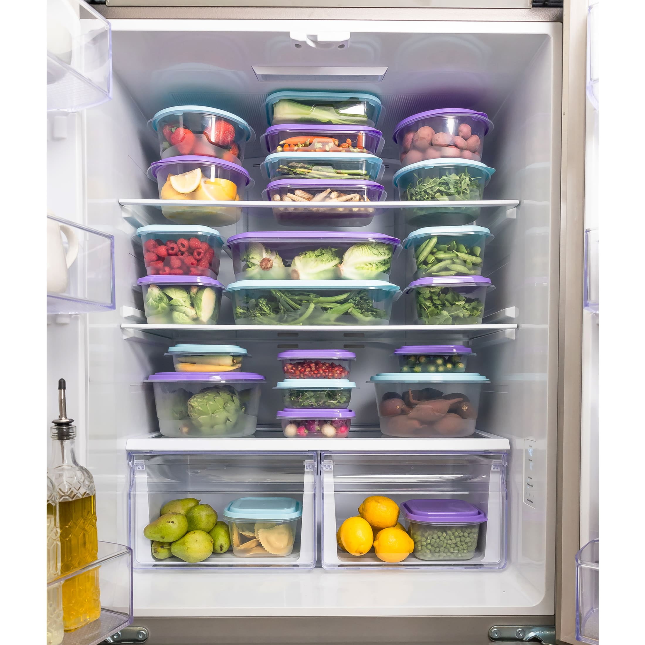 GoodCook EveryWare Extra-Large 1.1 Gallon Rectangle Food Storage Container, Set of 4, Purple, BPA Free