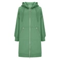 thumbnail image 3 of zaveiop Long Hoodies for Women Zip up Drawstring Tunic Sweatshirt Casual Long Sleeve Fall Jacket Coat with Zipper Pockets (Z5-Light Green, L), 3 of 4