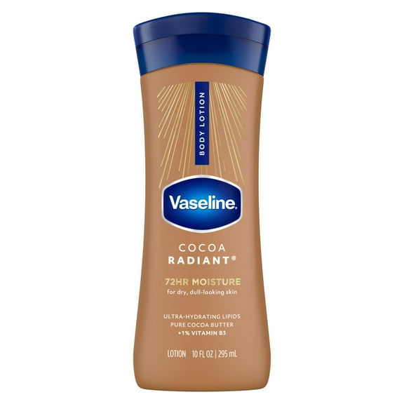 Vaseline Intensive Care Body Lotion for Dry Skin Cocoa Radiant Lotion Made with Ultra-Hydrating Lipids and Pure Cocoa Butter for a Long-Lasting, Radiant Glow, 10 fl oz