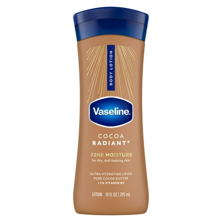 Vaseline Intensive Care Body Lotion for Dry Skin Cocoa Radiant Lotion Made with Ultra-Hydrating Lipids and Pure Cocoa Butter for a Long-Lasting, Radiant Glow, 10 fl oz