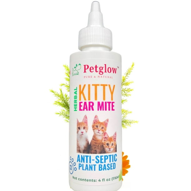 Ear Mite Treatment for Cats. Ear Cleaner for Cat with All Natural