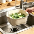 thumbnail image 5 of Double Layer Colander Two Tier Wash Basin, Plastic Kitchen Fruit Vegetable Rinsing Draining Container, Multifunctional Food Washing Basket for Daily Household Meal Prep, White, 5 of 6