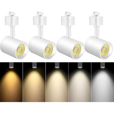 VANoopee 4 Pack 5-Color LED Track Lighting Heads H Type Track Light Heads Dimmable, 2000K 3000K 4000K 5000K 6000K Adjustable, Flicker Free CRI90  24° 10W 800lm, White