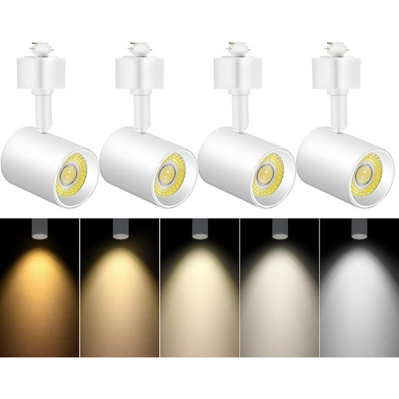 VANoopee 4 Pack 5-Color LED Track Lighting Heads H Type Track Light Heads Dimmable, 2000K 3000K 4000K 5000K 6000K Adjustable, Flicker Free CRI90  24° 10W 800lm, White