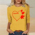 thumbnail image 2 of Levmjia Women's Canada Day Shirt Maple Leaf Heart Graphic Tee 3/4 Sleeve Crew Neck Patriotic Top Anniversary Gift, 2 of 5