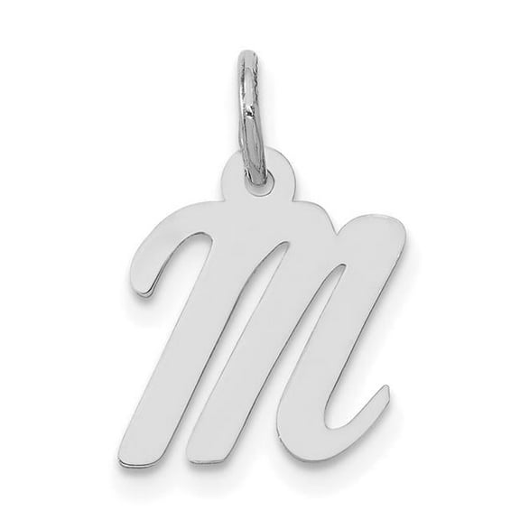 Finest Gold 14K White Gold Small Script Letter M Initial Charm