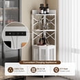 thumbnail image 4 of Corner Bar Cabinet with Power Outlet, 5-Tier Corner Wine Cabinet with Led Strip and Glass Holder, Industrial Tall Liquor Cabinet Bar Wine Rack for Home, White, 4 of 7