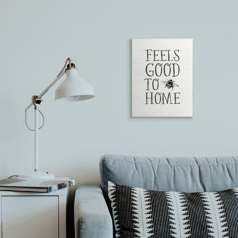 Stupell Industries Bee Pun Feels Good to Be Home Insect Quote Graphic Art Unframed Art Print Wall Art, 13x19, by Daphne Polselli