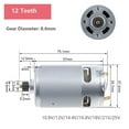 thumbnail image 4 of RS550 DC Motor 9/11/12//13/14 Teeth 10.8V-25V High Torque Gear Box Electric Saw Micro Motor For Reciprocating Saw/Electric Drill, 4 of 6