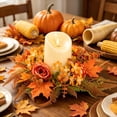 thumbnail image 5 of Halloween Sale Clearance!Fall Decorations for Home, Fall Candle Ring Wreath Artificial Autumns Leaves Berries Pumpkin Harvests Table Decor for Thanksgiving, 5 of 6