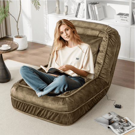 SDJPOI Upholstered Human Dog Bed for Adult & Pets with 5 Adjustable Position &Massage Pillow Bean Bag floor sofa with 2 Soft Pillows