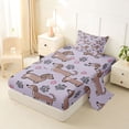 thumbnail image 2 of Homewish Cute Pet Dachshund Twin Sheets,Dog Paws Heart Bedding,Purple,3pcs,1 Fitted Sheet and 1 Pillowcase, 2 of 6