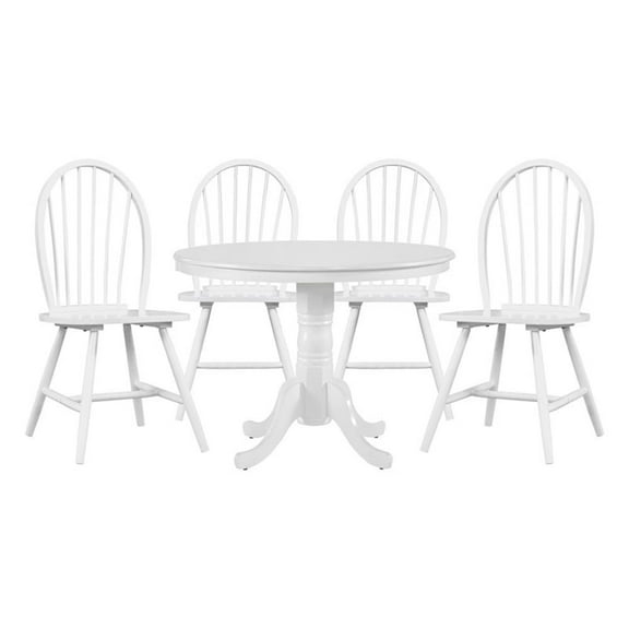Lexicon Shelby 5-Piece Wood Dining set (1 table   4 Side chairs) in White finish
