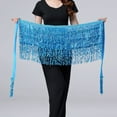 thumbnail image 4 of Eoperou Women Belly Dance Skirt Chain Tassel Sequin Double-layer Lace-up Bohemian Clubwear Performance Mini Waist Wrap Latin Dance Practice Short Skirt Hip Waist Scarf, 4 of 8