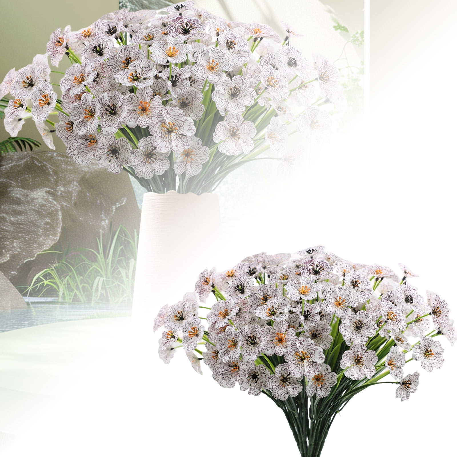 12PCS Outdoor Artificial Flowers - Colorful & Flowering Shrubs for Garden, Patio & Home Decor - Weatherproof Flowers for All Seasons