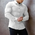 thumbnail image 2 of IROINNID Button Up Shirts for Men Solid Turn-down Collar Button Long Sleeve Shirt,White, 2 of 8