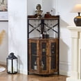 thumbnail image 3 of Gabinete de Bar Esquinero con Soporte para Copas y Puerta de Malla, Mueble para Licores y Bebidas, Mini Cantina con Repisa para el Hogar, 3 of 9