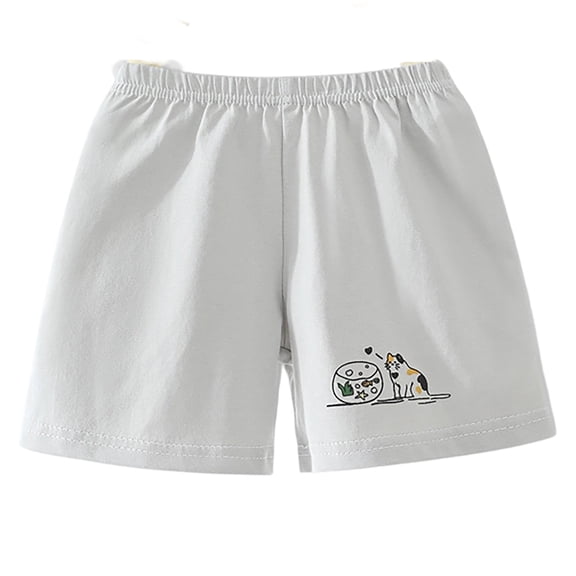 Bobifish Toddler Boys Sweat Shorts Summer Cat Printed Loose Elastic Waist Active Bottoms Boys Warm Weather Shorts