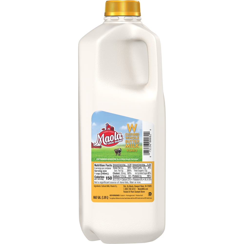 Maola Cultured Whole Buttermilk, Half Gallon