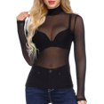 thumbnail image 2 of Xishao - Blusa femenina de malla transparente para discoteca, 1-high Neck (Black), XL Xishao ropa, 2 of 2