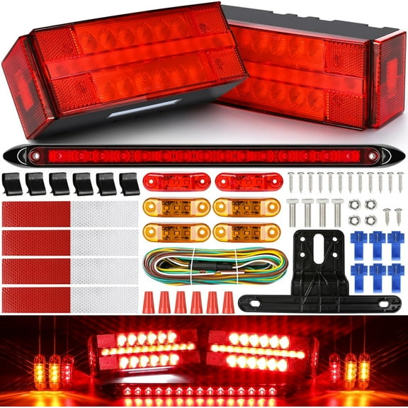 ZHIBO Rectangular Submersible LED Trailer Tail Light Kit, Super Bright, for Utility Trailer Boat Truck