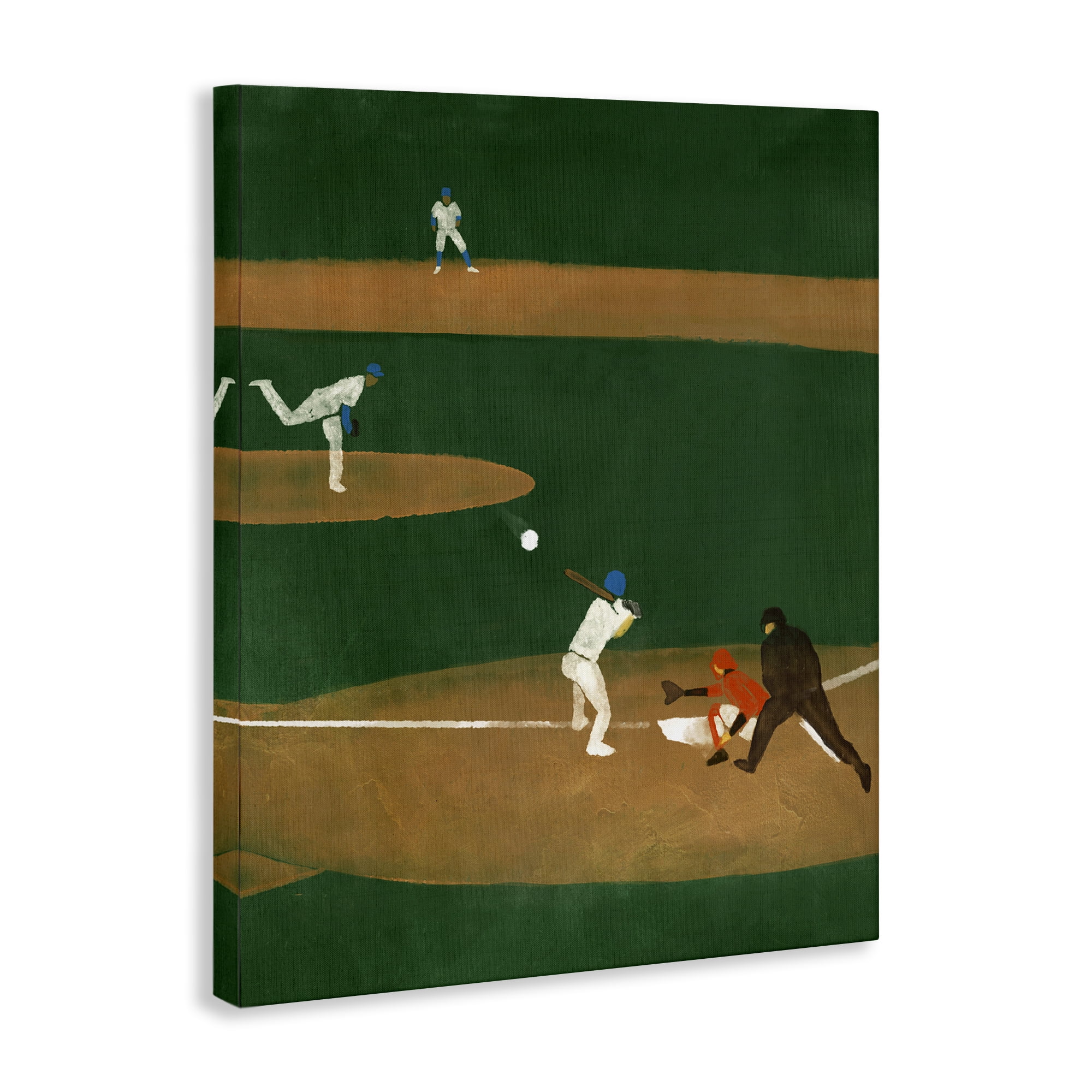 Stupell Industries Baseball Players View Sports Painting Wrapped Canvas Art Print Wall Art, 36 x 48