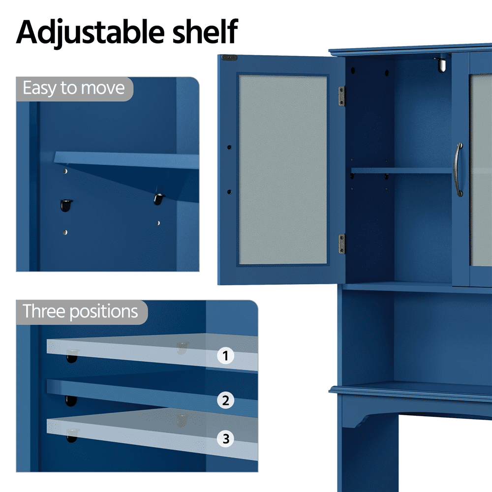 Alden Design Modern Free Standing Over-the-Toilet Storage for Bathroom, Navy Blue