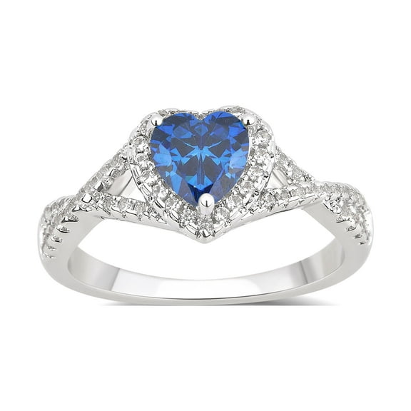 Arista 0.20 ct Blue Topaz Gemstone Women's Diamond Band in Brass