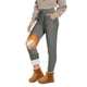 thumbnail image 4 of Gibobby Pantalones de invierno para mujer termicos Arm Pantalones De Chándal para Mujer con 2 Bolsillos Cordón Forro Polar De Invierno Cintura Alta Leggings Deportivos(Gris,XG), 4 of 5
