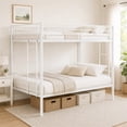 thumbnail image 2 of PARPOOS Bunk Bed Twin over Twin, Metal Twin Bunk Beds for Teens with 2 Ladders & Full Length Guardrails,  Can Be Divided into 2 Twin Beds, White, 2 of 8