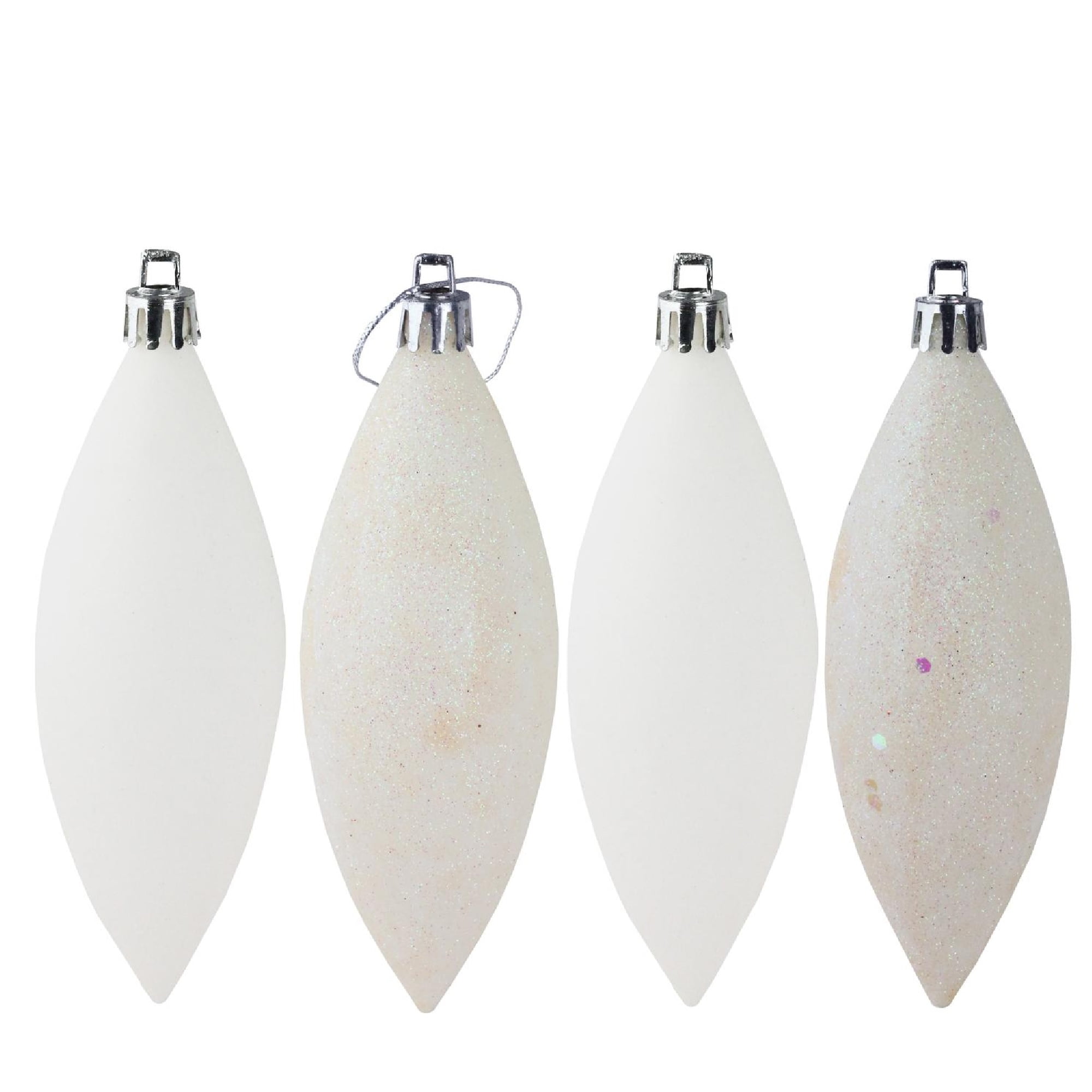 8ct Winter White Shatterproof 4Finish Christmas Finial Drop Ornaments