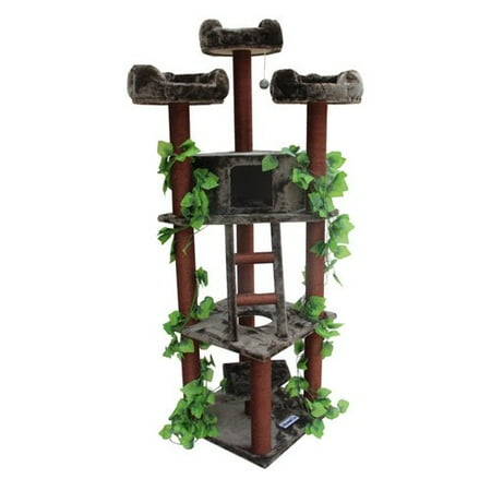 Kitty Mansions Redwood 75 in. Cat Tree