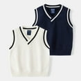 thumbnail image 3 of Qudderr Gilet Sans Manches pour Garçons 2-7 Ans, Col en V, Style Universitaire, Printemps Automne, 3 of 8