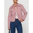 thumbnail image 5 of Michellecmm  Women's Puffer Jacket Stripe Tie-Up Front Doll Collar Quilted Coat, 5 of 9
