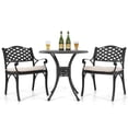 thumbnail image 3 of Nuu Garden 3 Pieces Cast Aluminum Outdoor Patio Bistro Set with Cushions, Patio Furniture Set with Umbrella Hole All-Weather Small Patio Table and Chairs,Black&Beige, 3 of 9