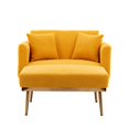thumbnail image 4 of Teddy Chaise Lounge Indoor with 3 Reclining Angles, Modern Sleeper Chair Bed, Convertible Lounge Chair with Solid Tapered Metal Legs, Modern Tufted Sofa with2 Pillows, for Living Room, Mustard, 4 of 7