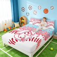 thumbnail image 3 of Manfei Cartoon Baseball Bed Sheets, Kawaii Personalized Initial G Full Size Sheets, Pink Light Blue G 4 Pieces(1 Flat Sheet, 1 Fitted Sheet and 2 Pillowcases), 3 of 6